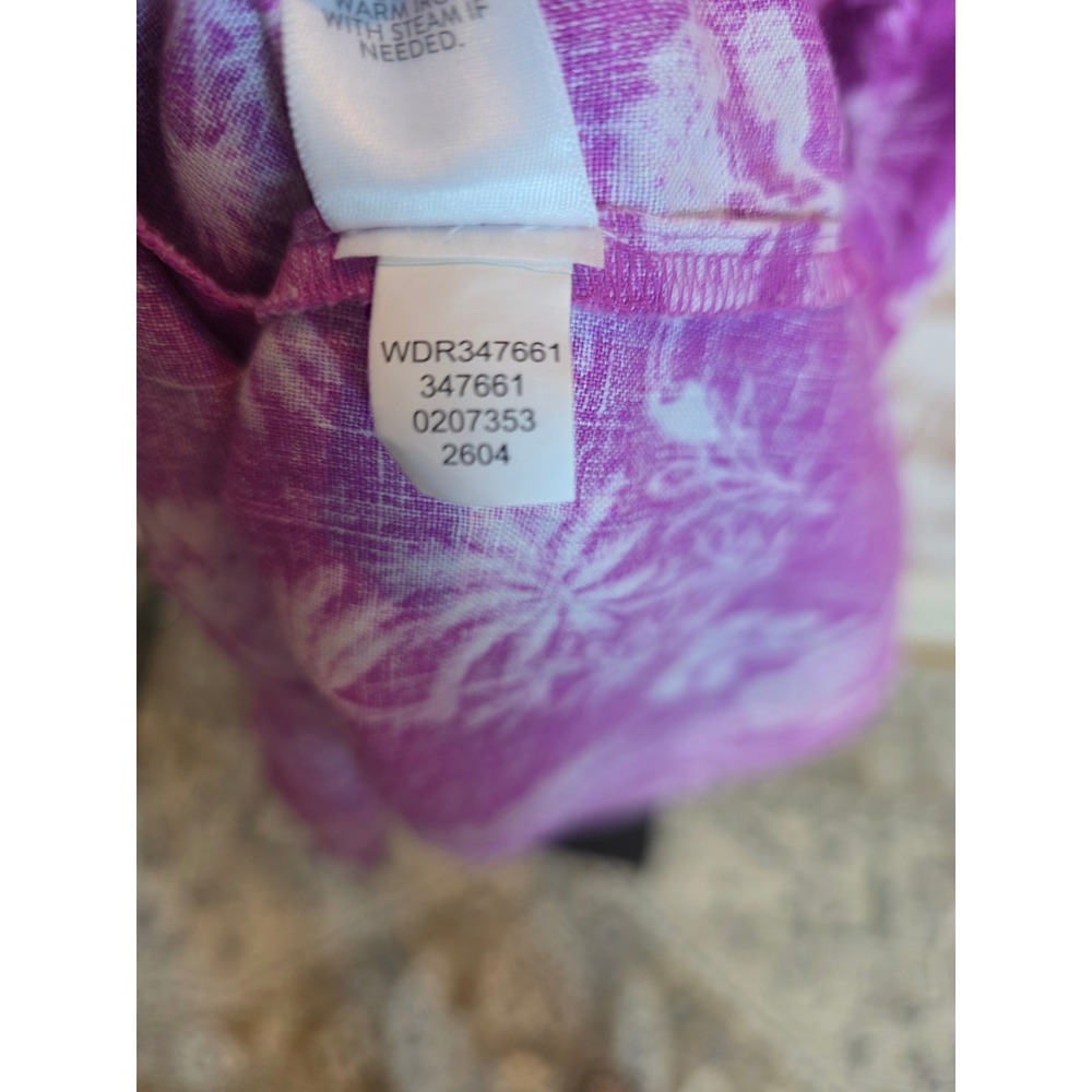J. Jill Love Linen Purple Tropical Toile Tunic Dress 2X Plus Lilac Pockets - Picture 6 of 8